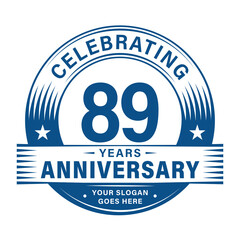 Fototapeta premium 89 years anniversary celebration design template. 89th logo. Vector and illustrations.