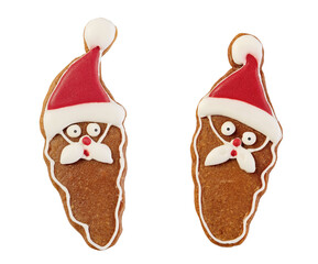 Christmas gingerbread santa isolated on white backgound