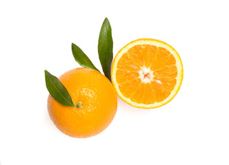 Fototapeta na wymiar Fresh oranges isolated on white, top view