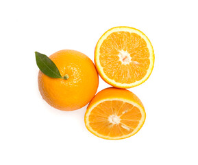 Fresh oranges isolated on white, top view
