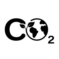 Eco Global Environment Reduction Emission Silhouette Icon. CO2 Sign with Globe and Leaf Glyph Pictogram. Carbon Pollution on Earth, Ecology Sustainability Climate Icon. Isolated Vector Illustration