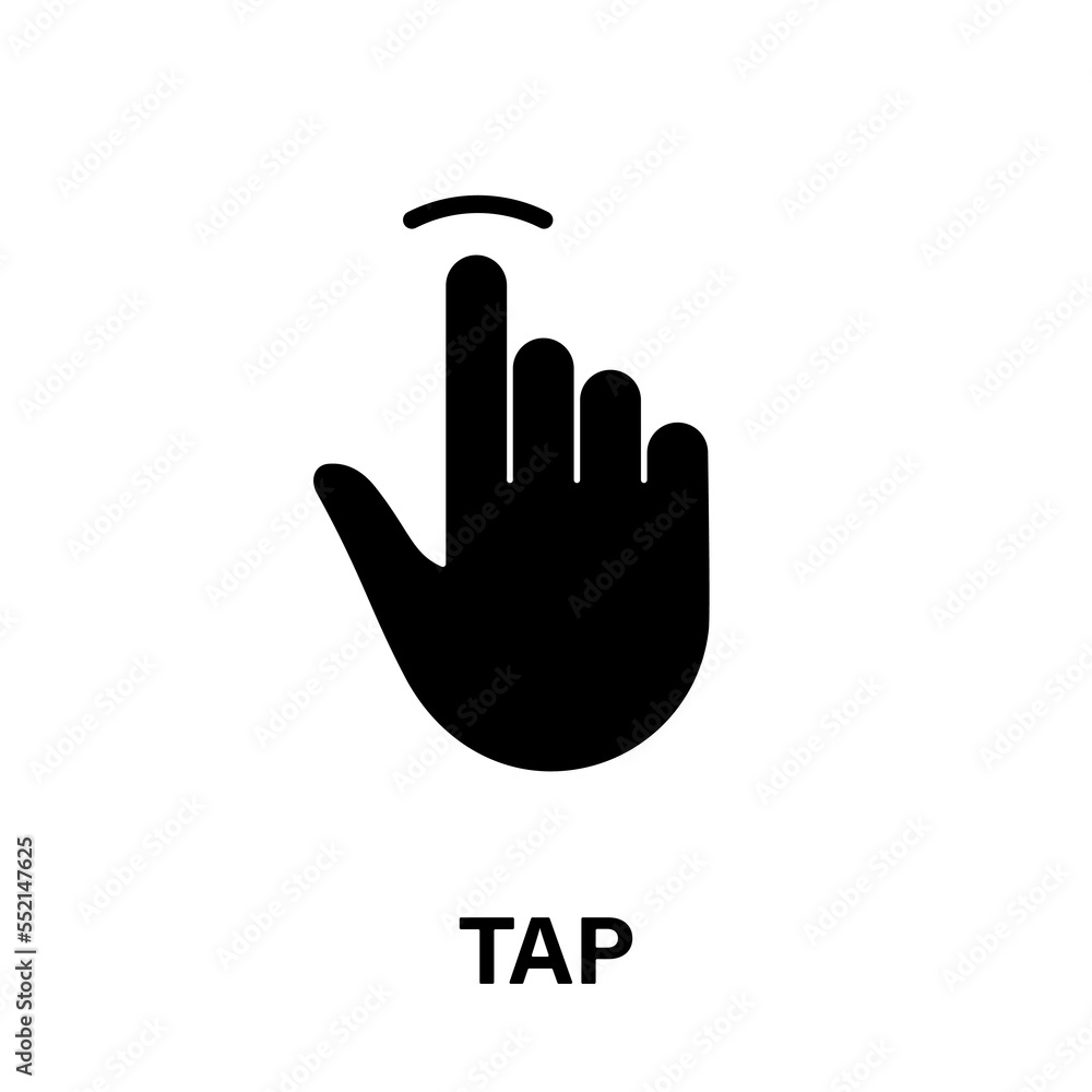 Poster tap gesture, hand cursor of computer mouse black silhouette icon. click double press touch swipe poi