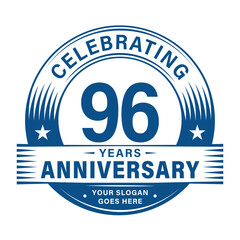 96 years anniversary celebration design template. 96th logo. Vector and illustrations.