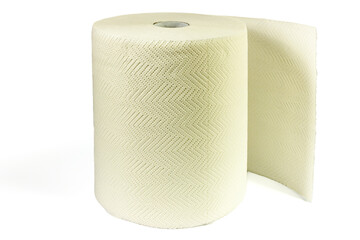 A roll of paper towel on a white background