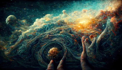 Creation of the universe with stars galaxies and nebulae