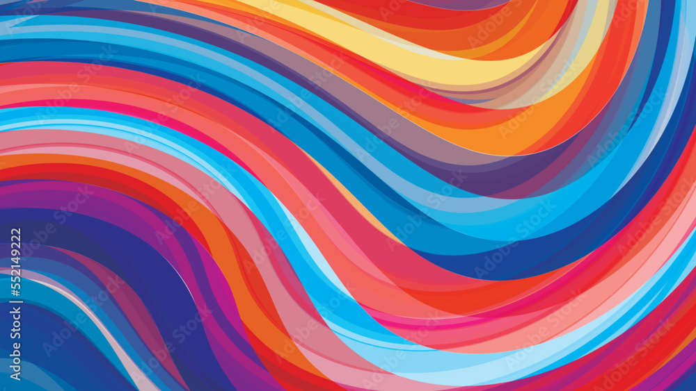 Aufkleber Artistic background with mixed multicolor curved stripes. Saturated pattern