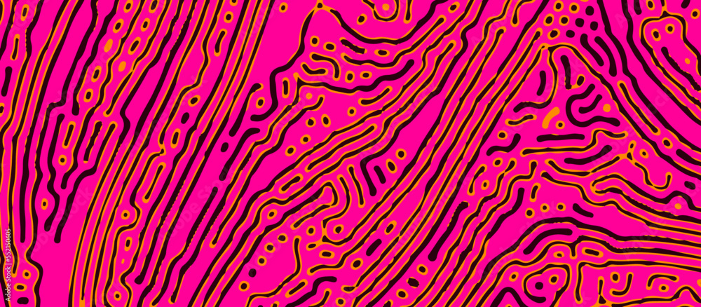 Poster psychedelic surrealistic organic pattern with colorful lines. reaction–diffusion background.
