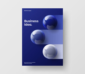 Geometric flyer design vector illustration. Multicolored 3D spheres corporate cover concept.