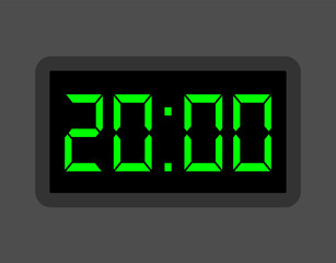 20 hours digital clock. Alarm clock design for schedule. Timer icon with digital numbers for appointments and business