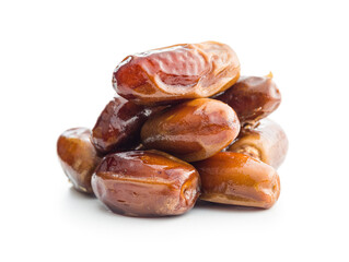 Dried dates fruit isolated on white background.