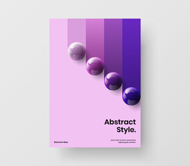 Abstract magazine cover A4 design vector illustration. Multicolored realistic balls brochure concept.