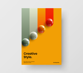 Creative realistic spheres booklet concept. Premium corporate cover vector design template.