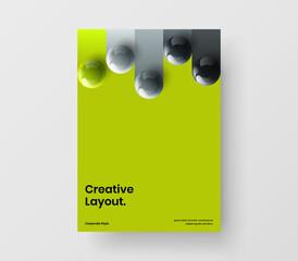 Original brochure A4 design vector illustration. Abstract 3D spheres front page concept.