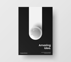 Trendy realistic spheres leaflet template. Simple catalog cover A4 vector design concept.