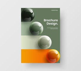 Minimalistic handbill A4 design vector concept. Fresh 3D spheres presentation layout.