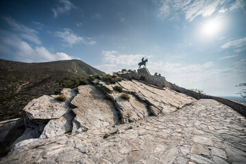 Statue of Venustiano Carranza, one of the main leaders of the Mexican Revolution, prominent mexican president and Politician located at the entrance of Cuatro Cienegas in Coahuila, Mexico.