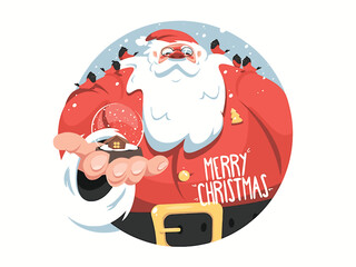 Merry Christmas Tree Happy New Year Celebration Santa Claus Gift Icons Pattern Snowman Postcard Website illustration