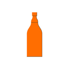 Bottle of rum, great design for any purposes. Flat style. Color form. Party drink concept. Icon bottle with cap on white backgrounds. Simple image shape with a thin line of shadow