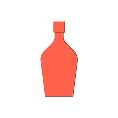 Bottle of cream, great design for any purposes. Flat style. Color form. Party drink concept. Icon bottle with cap on white backgrounds. Simple image shape with a thin line of shadow
