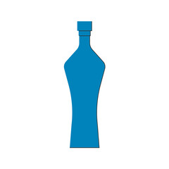Bottle of shnapps, great design for any purposes. Flat style. Color form. Party drink concept. Icon bottle with cap on white backgrounds. Simple image shape with a thin line of shadow