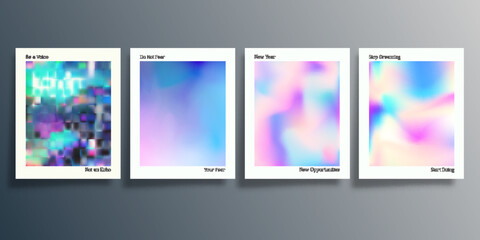 Set s colorful gradient posters with a motivational quote. Vector illustration.