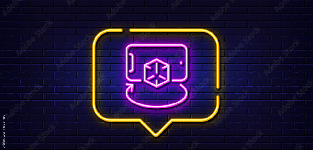 Poster neon light speech bubble. augmented reality phone line icon. vr simulation sign. 3d cube symbol. neo
