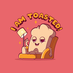 Toasted bread character seated on a couch vector illustration. Food, funny, high vector illustration.