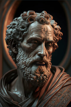 Marble bust of a man with beard depicting the apostle St. Peter, created with Generative AI technology