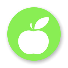Apple flat icon. Stylized white glyph on green background. Best for web, print, package, advertising, logo creating and branding design.