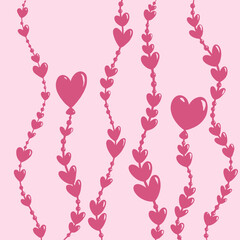 Valentines day background with hearts garland