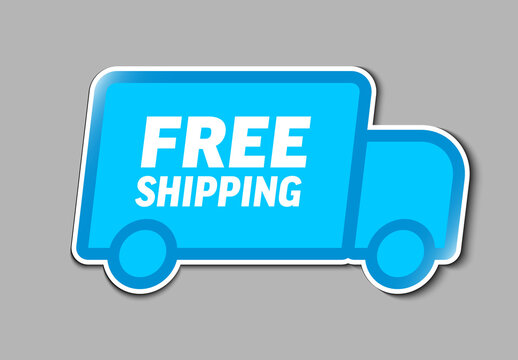Free delivery shipping blue label tag sticker with car icon