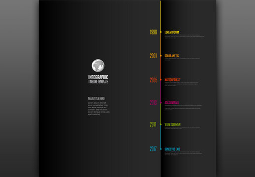 Simple dark timeline process infographic