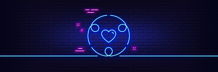 Neon light glow effect. Inclusion line icon. Equity culture sign. Gender diversity symbol. 3d line neon glow icon. Brick wall banner. Inclusion outline. Vector