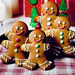 Gingerbread Men Christmas Family Dinner - Food art - Generative AI design