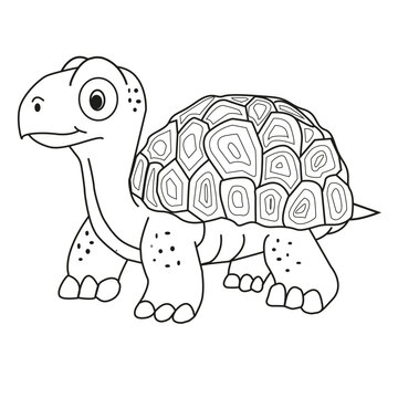 Black and white cartoon turtle. Coloring book for children. Sea turtle sketch. Turtle vector illustration