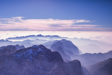 View from Triglav in the Alps Mountains, Slovenia.