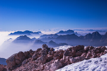 Obraz premium View from Triglav in the Alps Mountains, Slovenia.