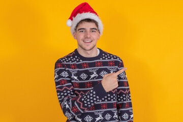 boy in christmas clothes and santa claus isolated on background