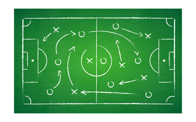 Soccer strategy field on green chalkboard vector illustration 10 eps