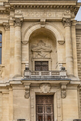 Architectural details of old Paris buildings: “Grand Gallery of the Evolution” - imposing Renaissance-revival building, built in 1889. Paris. France.