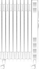 Electric heaters radiator, heating systems oil heater, indoor mobility electric oil filled heater for warmth in winter when it's cold temperature sketch drawing, contour lines drawn