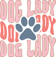 Dog lady Retro SVG T-shirt Design.