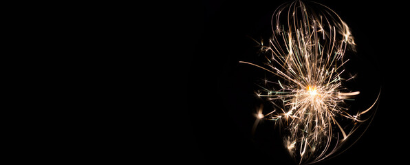 Golden elegant background with lights, fireworks and space for text