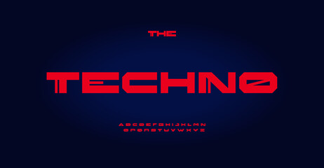 Wide techno font, contemporary alphabet. Extended typeset with lines in cyber futuristic style. Unusual type for modern steampunk headline and logo, digital scifi design. Vector typographic design. © artyway