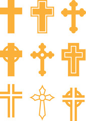 Obraz premium Cross vector graphics in 9 different styles.