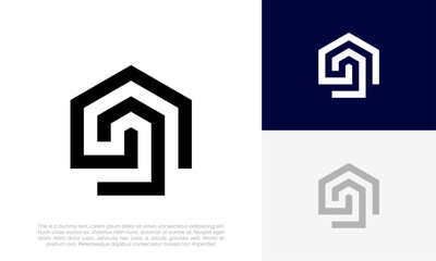 real estate, home abstract line logo design vector