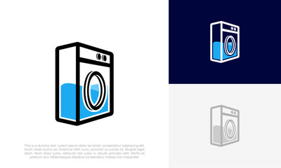laundy, washing machine logo design vector