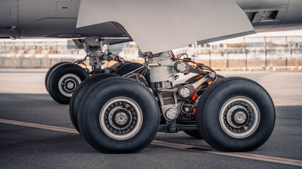 Fototapeta na wymiar landing gear of an modern airliner
