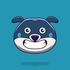 smile cute dog emoticon illustration. flat design cartoon