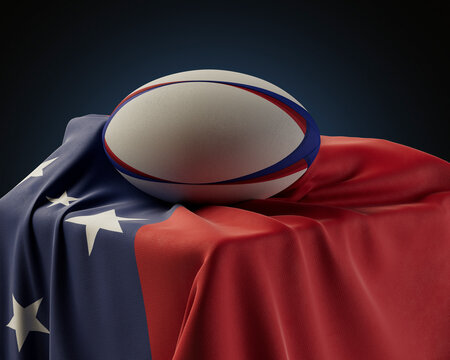 Rugby Ball And Samoa Flag